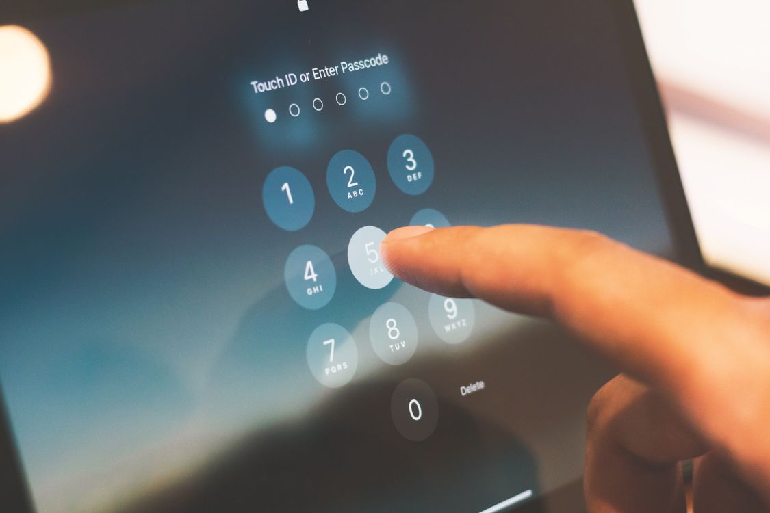 Passcode entry screen on a tablet device